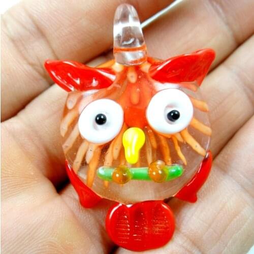 50*30MM Multi-Color Liuli Coloured Glaze Glass owl Pendant necklace LOOSE BEADS P58