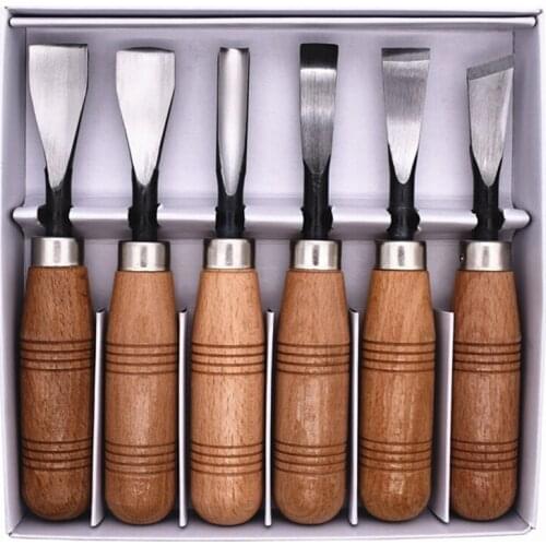 6Pcs Woodcut Knife Wood Carving Chisel Set Chip Detail Carving Chisels Kit Rust-Proof Wood Carpenter Hand Tools For Working Diy
