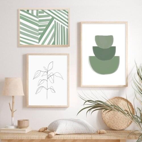 Boho Abstract Line Olive Green Minimalist Poster Nursery Canvas Painting Wall Art Print Picture Living Room Interior Home Decor