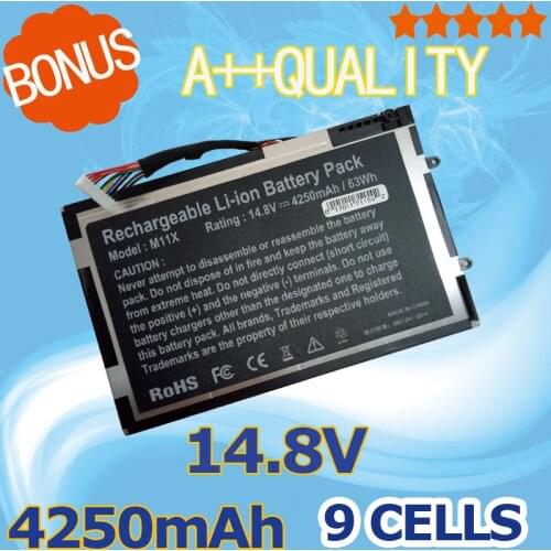 14.8V 4250mAh Laptop Battery for Dell Alienware M11X R1 R2 R3 M14x R1 R2 P06T PT6V8 08P6X6 KR-08P6X6 8P6X6 T7YJR