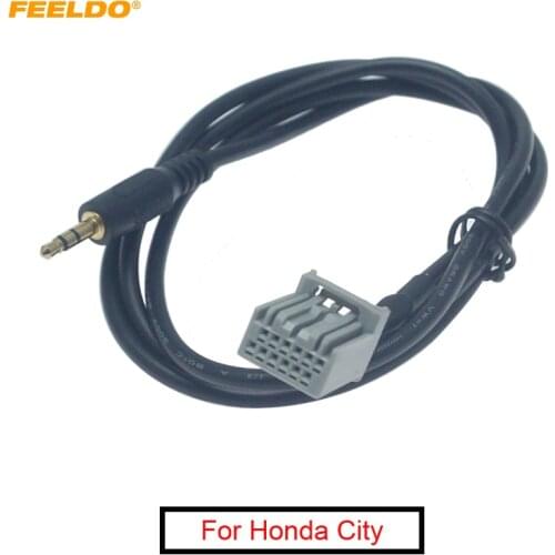 FEELDO 10Pcs Car Radio Stereo 3.5mm Male AUX Cable Adapter For Honda City 2009-2012 CD Audio Cable Data Wiring #FD6199