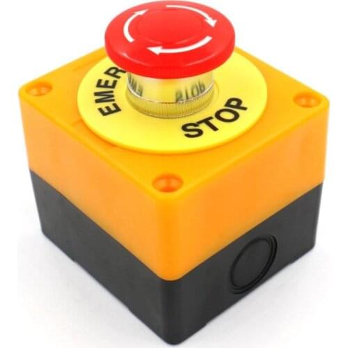 Free Shipping 1 PCS Plastic Shell Red Sign Push Button Switch DPST Mushroom EmergencyAC 660V 10A Stop Button NO+NC LAY37-11ZS