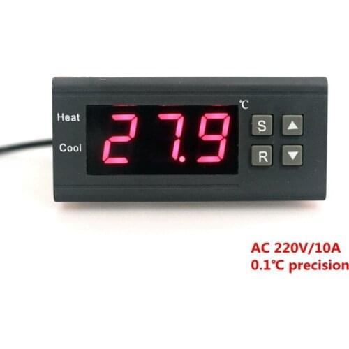 10A 220V Digital LCD Mini Boiler Thermostat Regulator Temperature Controller Thermocouple Alarm Function Heating Cooling Control
