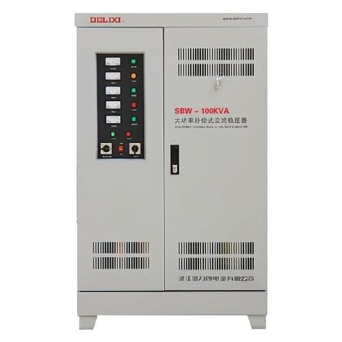 DELIXI SBW-100KVA 100KW High Power Compensation Three Phase Voltage Stabilizer 100000VA compensated power regulator in/out 380V