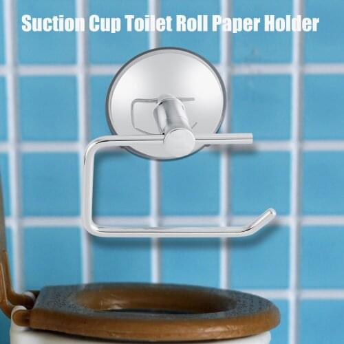 Stainless Steel Bathroom Toilet Suction Cup Paper Roll Holder Bar Wall-Mounted Rack High Quality