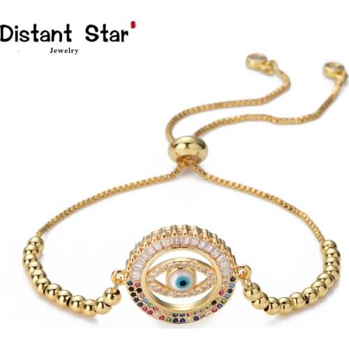 Elegant womens rainbow evil eye turkey eye bracelets&bangles jewelry cz zircon snake chain bracelet adjustable chain bracelet