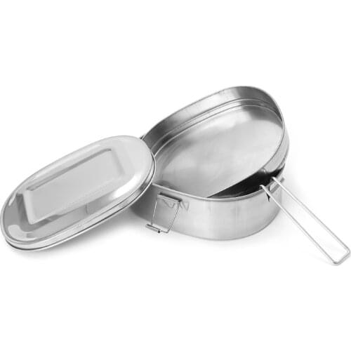 Stainless Steel Square Lunch Box Bento Food Picnic Container Travel 1/2 Layer K1MF