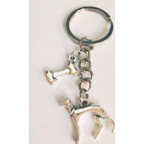 Greyhound/Whippet/Galgo Italian Greyhound Bones Keychain-Decorative Vintage Charm Pendant Decorative Key Chain Ring D301
