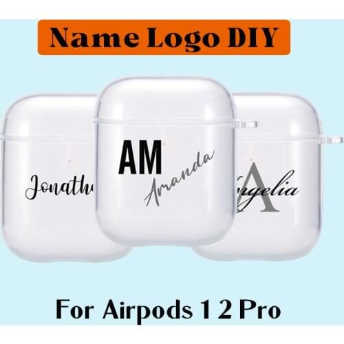 Custom Personalized initial name Logo DIY Case For Airpods 1 2 Cases Silicone Soft Transparent Earphone Cover For Airpods Pro 3