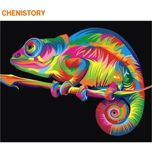 CHENISTORY Chameleon Canvas Picture DIY Paint By Numbers Handpainted Wall Art Picture By Numbers Diy Gift For Home Decors 60*75