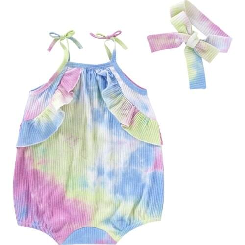 Baby Bodysuits Newborn Girls Summer Sleeveless Onesie Body Tops Fashion Toddler & Infantil Strap Jumpsuits Headband 2pcs Clothes