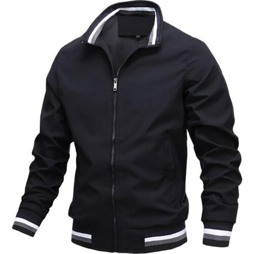 Casual Jacket Mens Spring and Autumn Sports Solid Color Jacket Men 2021 Fashion Self-cultivation Windproof Black Mens Clothing