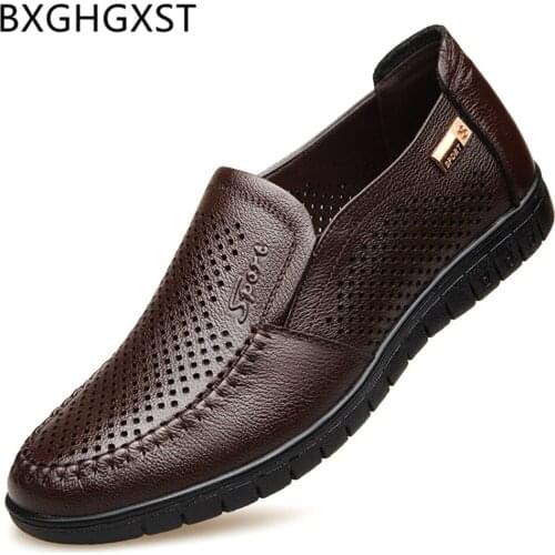 Summer Sandals Genuine Leather Shoes Mens Loafers Luxury Shoes Men Slip on Mens Designer Shoes Zapatos Casuales De Los Hombres