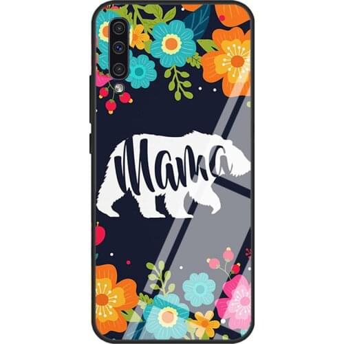Mama Bear Cute Floral Flower Tempered Glass Case For Samsung A52 A12 A32 A42 A72 A31 A51 A71 A40 A50 A70 A20e A21S