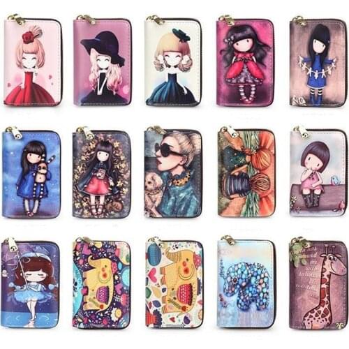 15 Colors Beautiful Girls Organ Card Bag PU Leather Wallet Cute Business Card Case Credit Card Holder Mini Zipper Clutch Bag
