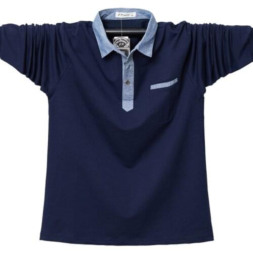 Plus size 6XL 5XL XXXXL clothing oversized man Paul shirt lapel solid color long-sleeved t-shirt men POLO oversized t shirt