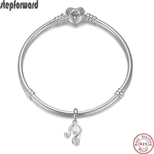 NEW Fashion Constellation Design 100% 925 Sterling Silver Heart Clasp Charm Bracelets For Women Girls Jewelry Gift Bangles