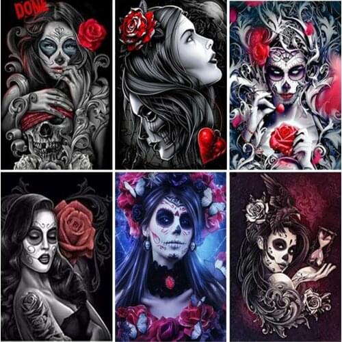 New Arrival Full Round Square Drill 5D Diy Diamond Painting Skull Girl Embroidery Cross Stitch Mosaic Handicraft Art Hobby Gift