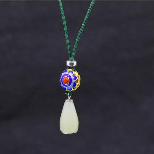 Mana burn character silver 2018 New S925 pure silver jewelry fashion hetian jade sautoir necklace