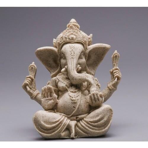 Sandstone Ganesha Buddha Elephant Statue Sculpture Handmade Elephant Figurine Home Decoration Accessories