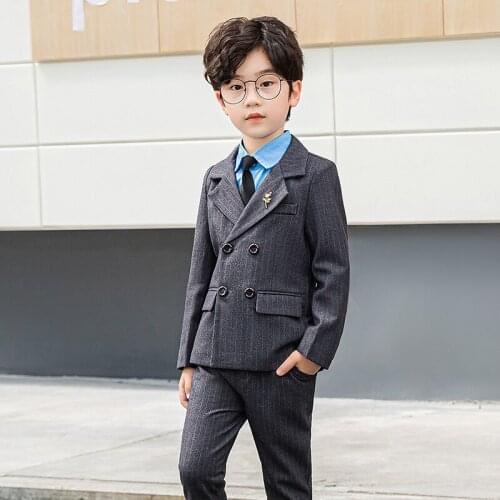 Kids Formal Dress Clothing Set Children Prom Performance Costume 2021 Flower Boys Japan Style Jacket+Pants 2PCS Wedding Suit