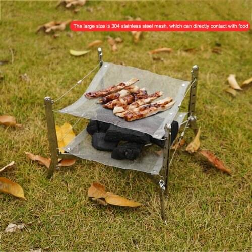 Bonfire Rack Campfire Pit Mini Outdoor Camping Foldable Stainless Steel Mesh Firewood Furnace Burn Pit Stand Wood Charcoal Stove