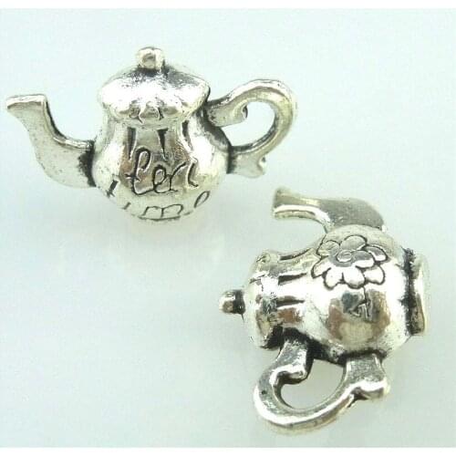 10pcs 15270 Antique Silver 17*12*7mm Flower Teapot Charms Pendant For Jewelry Making Bracelet Vintage Accessories