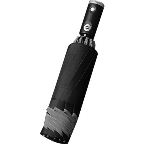 Portable Folding Waterproof Reflective Edge LED Light Sun Block Umbrella Parasol