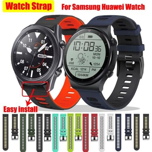 22mm Wrist Straps For Samsung Galaxy 3 45 watch 46 Honor Huawei Watch GT 2 46/ Smart watch Silicone Sport Replacement Bracelet