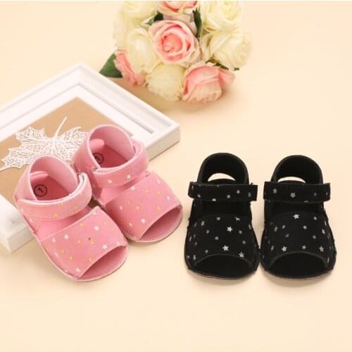 Girl Baby Summer Star Printing Solid Color Casual Soft Soled Sandal Garden Shoes 0-18 Months Of Newborn Toddler Shoes