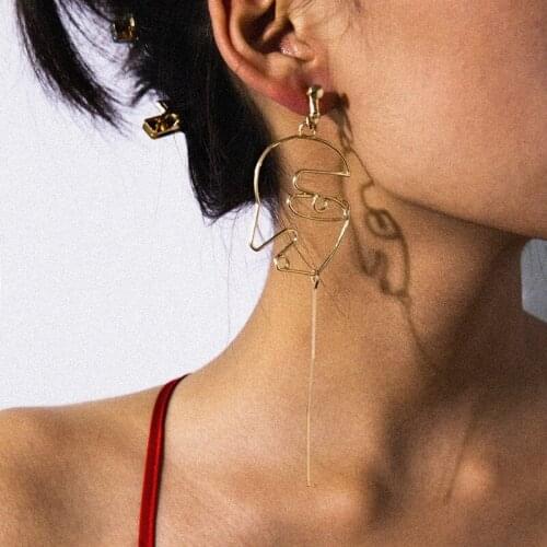 Abayabay Face Ear Stud Earring Women Cute Hoop Drop Earrings Girls Yellow Gold Color Lovers Trendy Jewelry Kolczyki Pendientes