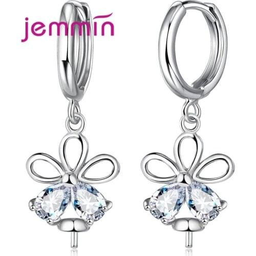 Trendy Flower Shaped Earrings Hoop for Women Making DIY with CZ Crystal Pendant Earring Jewelry Findings Components
