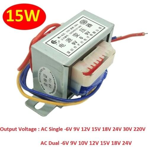 15W/VA Power Transformer Input AC 220V/380V~50Hz Output AC Single/Dual 6V 9V 12V 15V 18V 24V 30V 220V Copper Core