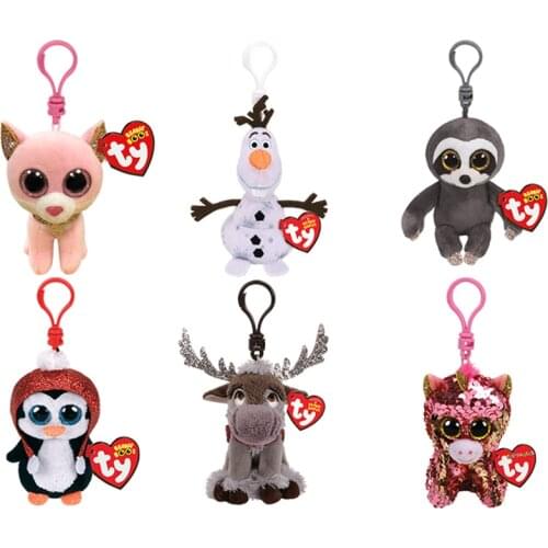 Ty Beanie Key Clip Mini Keychain Backpack Clip Stuffed Animal Unicorn Bunny Dragon Plush Soft Doll Toy Christmas Gift