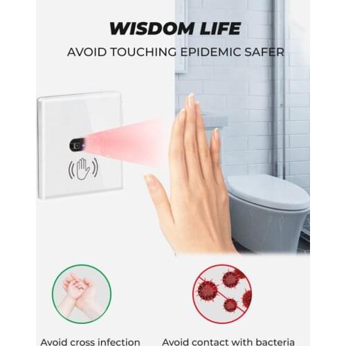 Smart Wall Light Switch Infrared Sensor EU UK 220V 10A Glass Screen Panel On Off Electrical Power No Need Touch Smart Switches