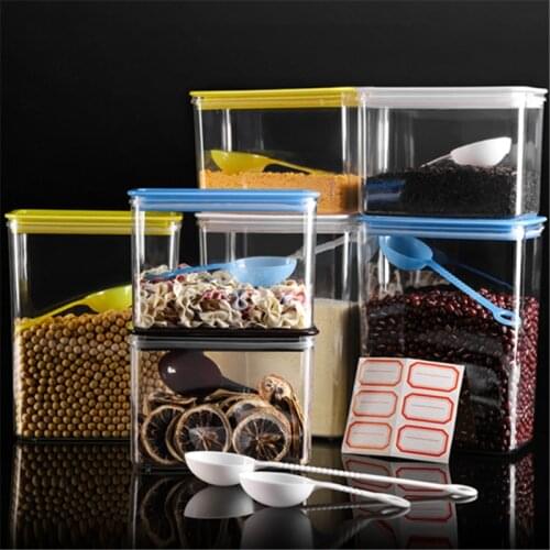Seal Insurance Tank Plastic Crisper Grains Food Storage Box Kitchen Sorting Container square can milk tea shop jars with lid