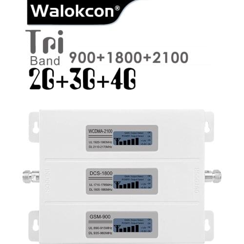 2G 3G 4G Signal Booster GSM Repeater Amplifier 4G Mobile Phone GSM 900 DCS 1800 WCDMA 2100 Tir Band Cell Phone cellular Booster