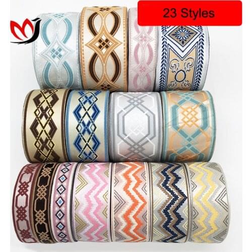 1M Embroidery Lace Fabric Trim Ribbon Vintage Boho Lace Trim Clothes Bag Accessories Embroidered DIY Fabric HB163