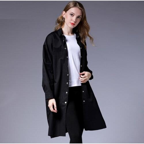 Women loose fashion trench coat plus size Elegant coat oversize long sleeve High waist solid autumn new coats Large size ladies