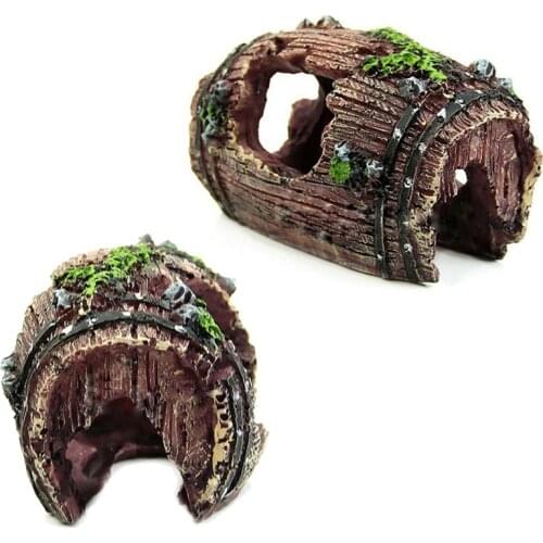 1PC Aquarium Equipment Accessorie Fish Tank Artificial Barrel Resin Ornament Cave Landscaping Decoration 9.5*7*5cm