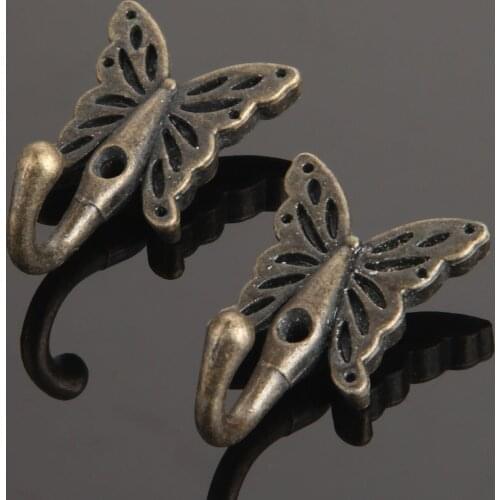 1pc Butterfly Wall Hook Coat Hat Hanger 56*35mm Cupboard Cabinet Bedroom Wardrobe Bathroom Door Towel Hook
