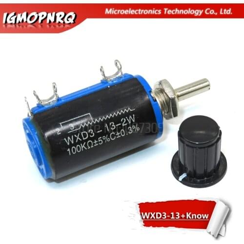 1pcs WXD3-13 2W Potentiometer + 1 knob 100 200 220 470 680 1K 2.2K 3.3K 4.7K 6.8K 10K 33K 47K 100K Ohm WXD3-13-2W new Original