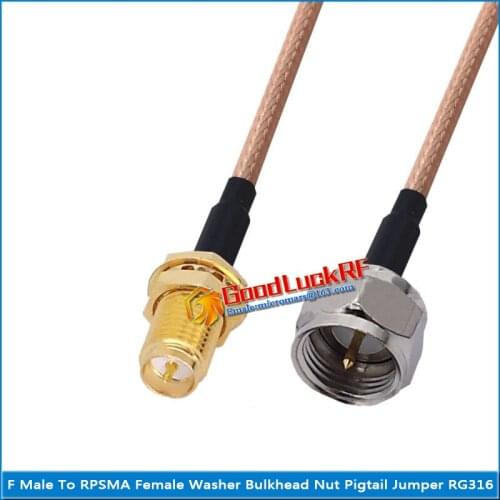 1X Pcs F Male to RPSMA RP-SMA RP SMA Female O-ring Washer Bulkhead Panel Mount Nut Pigtail Jumper RG316 Cable Low Loss