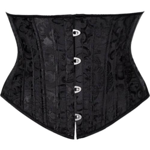 23cm Short Torso 24 Spiral Steel Boned Corset Floral Slimming Waist Shapewear Jacquard Underbust Corset Gothic Busiter 8130