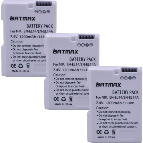 3Pcs 1200mAh EN-EL14 EL14a ENEL14 EL14 Battery for Nikon D5600 P7800,P7700,D3400 P7000,D5300,D5200,D3200,D3300,D5100,D3100,Df