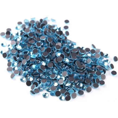 Aquamarine SS6-SS30 Rhinestones Hot Fix Stones High Quality DMC Flatback Glass Strass Hotfix Rhinestones Big Pack