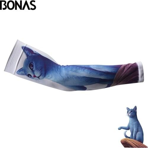 BONAS 1 Pairs Custom Sleeves Print Your Picture Customized Own Log Sun Protection Arm Sleeve Sport Cycling Arm Warmers Men Women