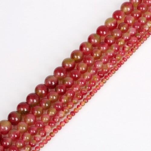 Loose Spacer Round Beads 4 6 8 10 12mm Natural Stone Dyed Rose Green Fashion DIY Handmade Jewelry Making 15