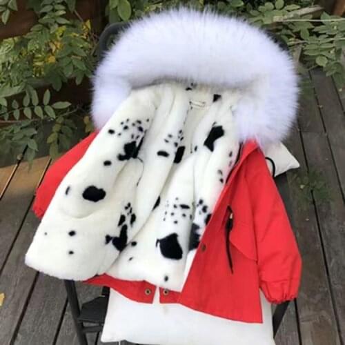2021 Winter Kids Boys Girl Jacket New Children Girls Cotton Coat Parka Imitation Fur Detachable Liner Hooded Warm Jackets W211