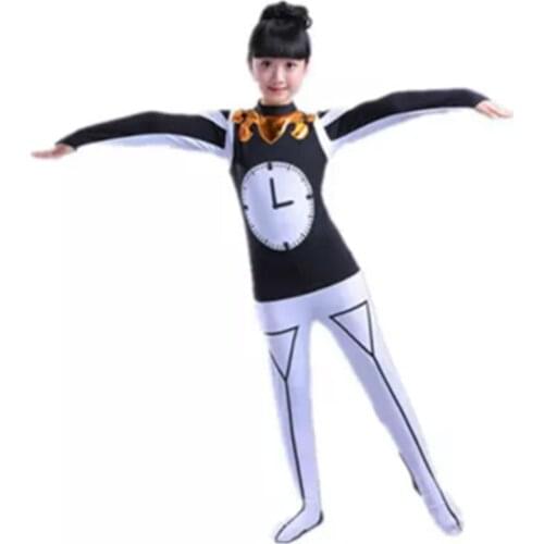 Black white clock costume for children time clock cosplay festival dance clothes for children funny performance clothing
